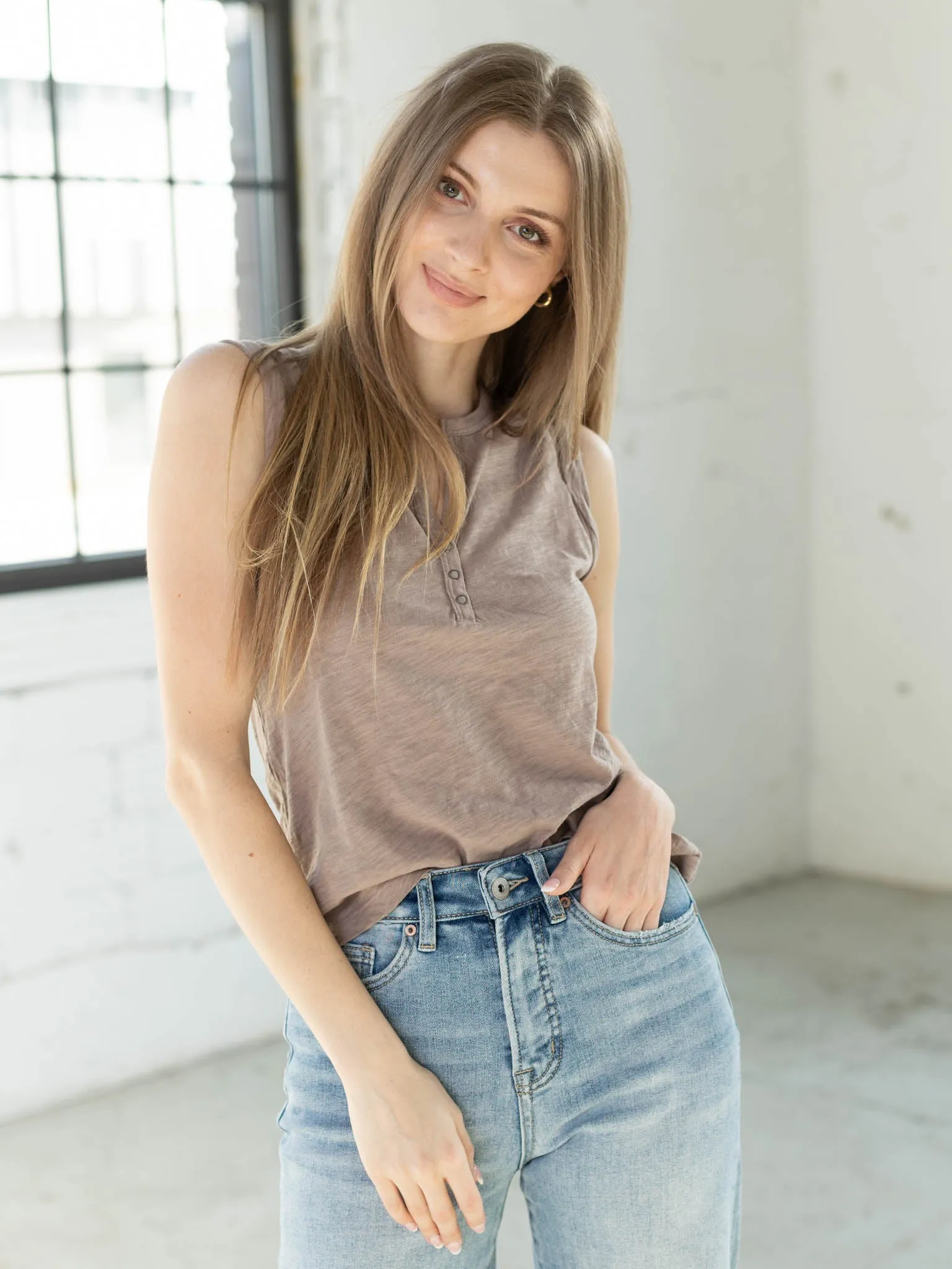 Bobi Roll Sleeve Henley