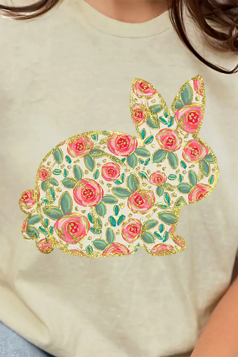 Bohemian Blooms Bunny Combed Cotton T-Shirt