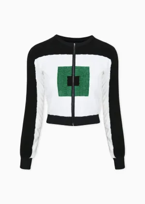 Bonnie - Soft Polka Dot Velour Jacket With Square Motif