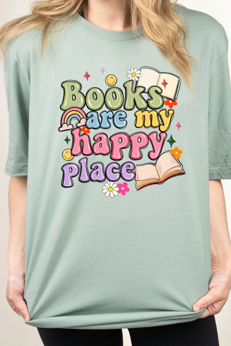 Books Are My Happy Place Combed Cotton T-Shirt