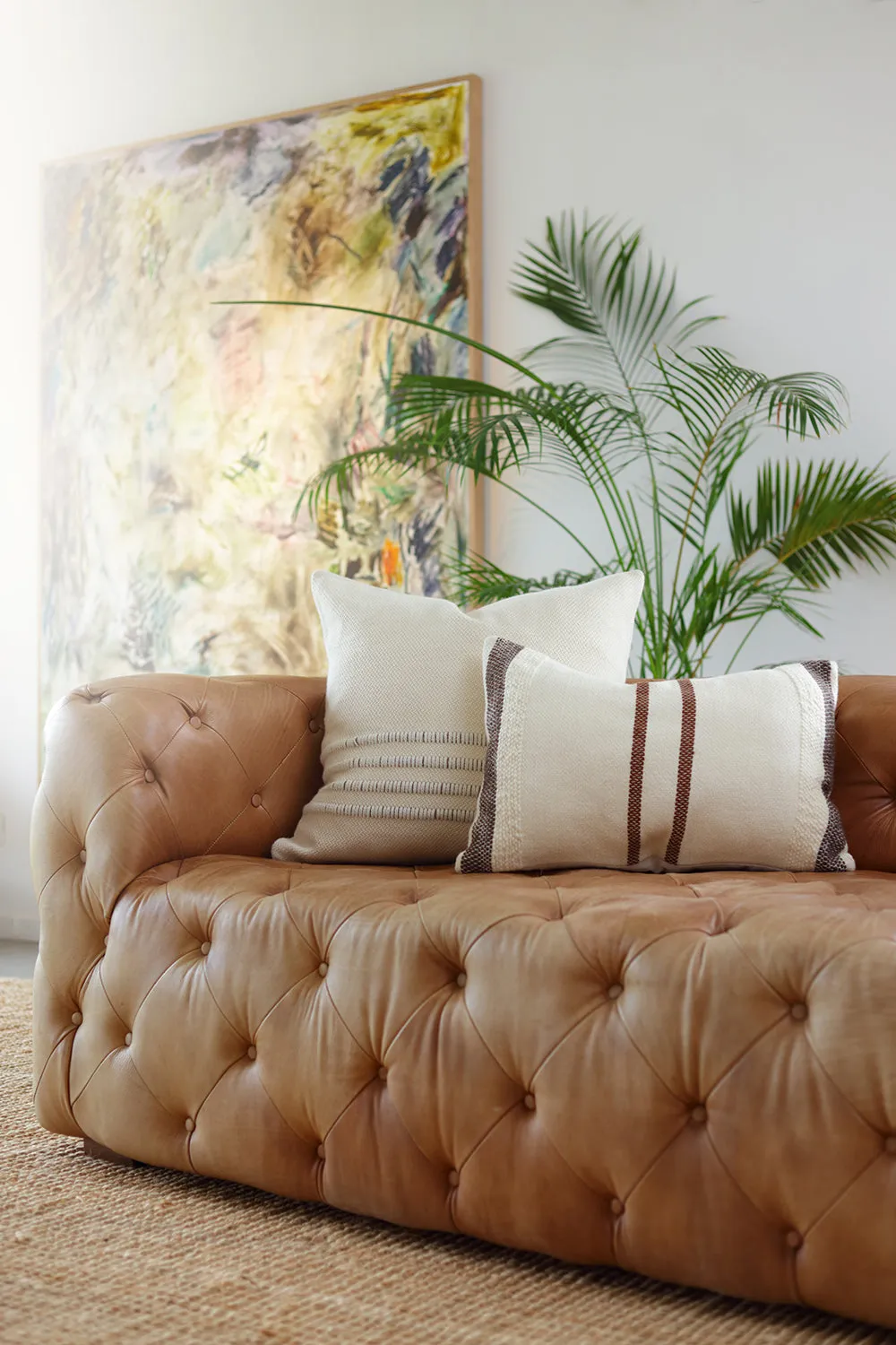 Border Brown Stripes Lumbar Pillow