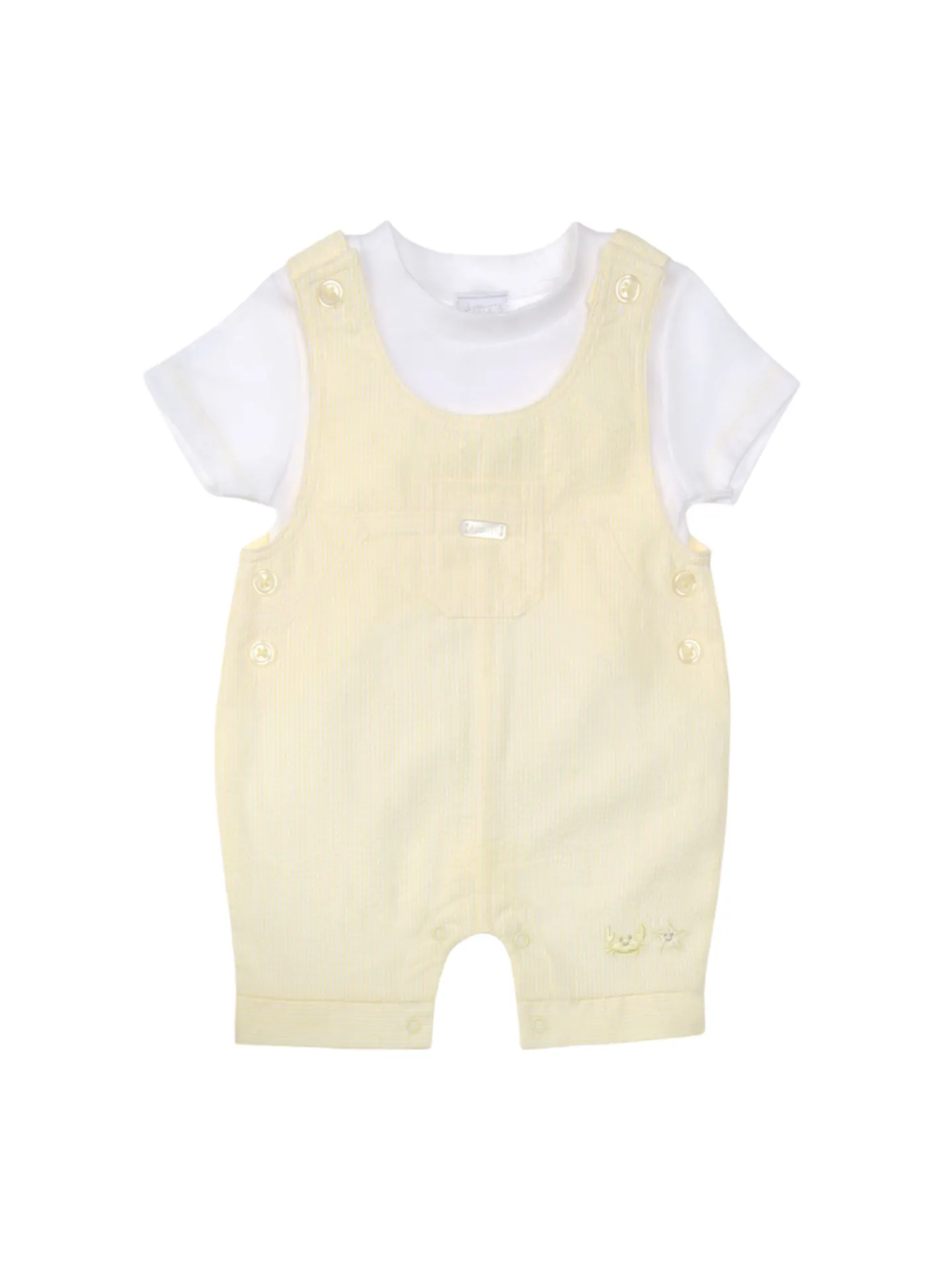 Boys Lemon Cotton Dungaree Set