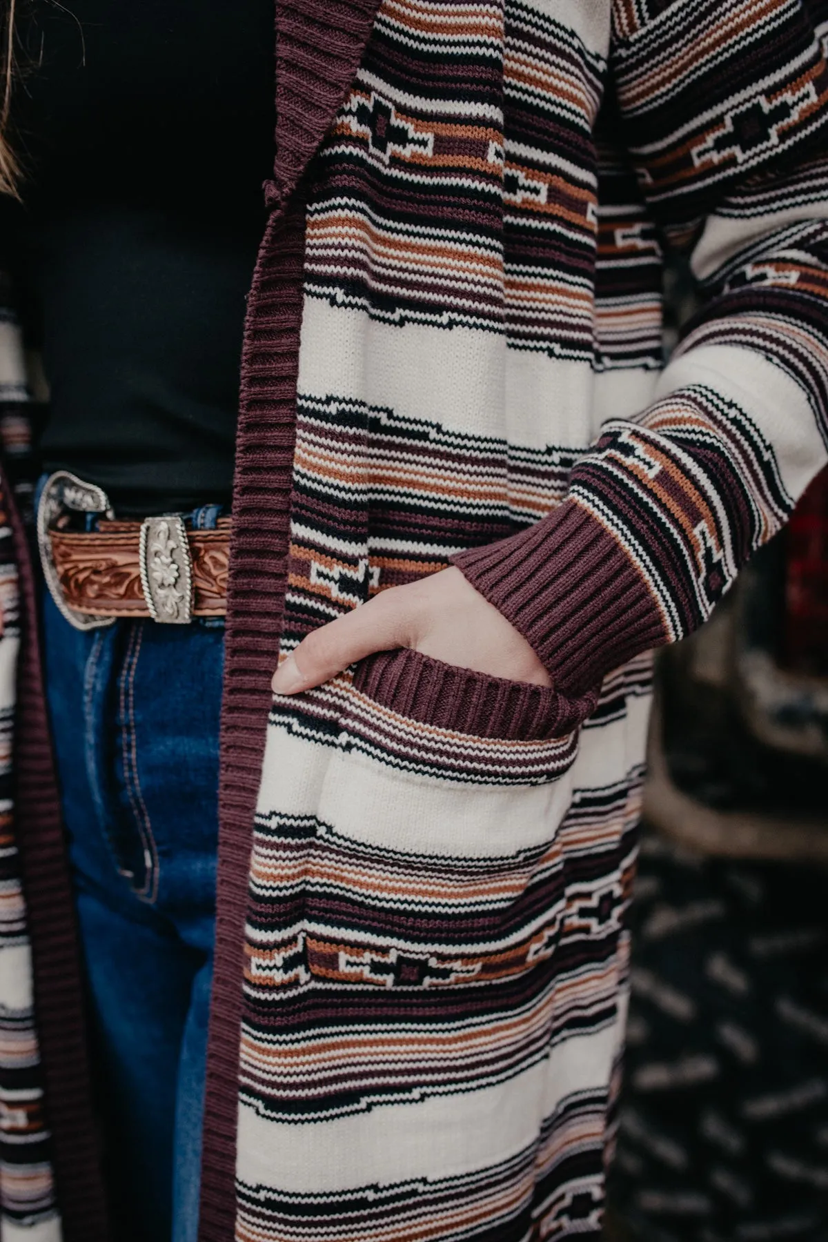 'Brea' Southwestern Striped Wrangler Cardigan Duster (M, XL, XXL Only)