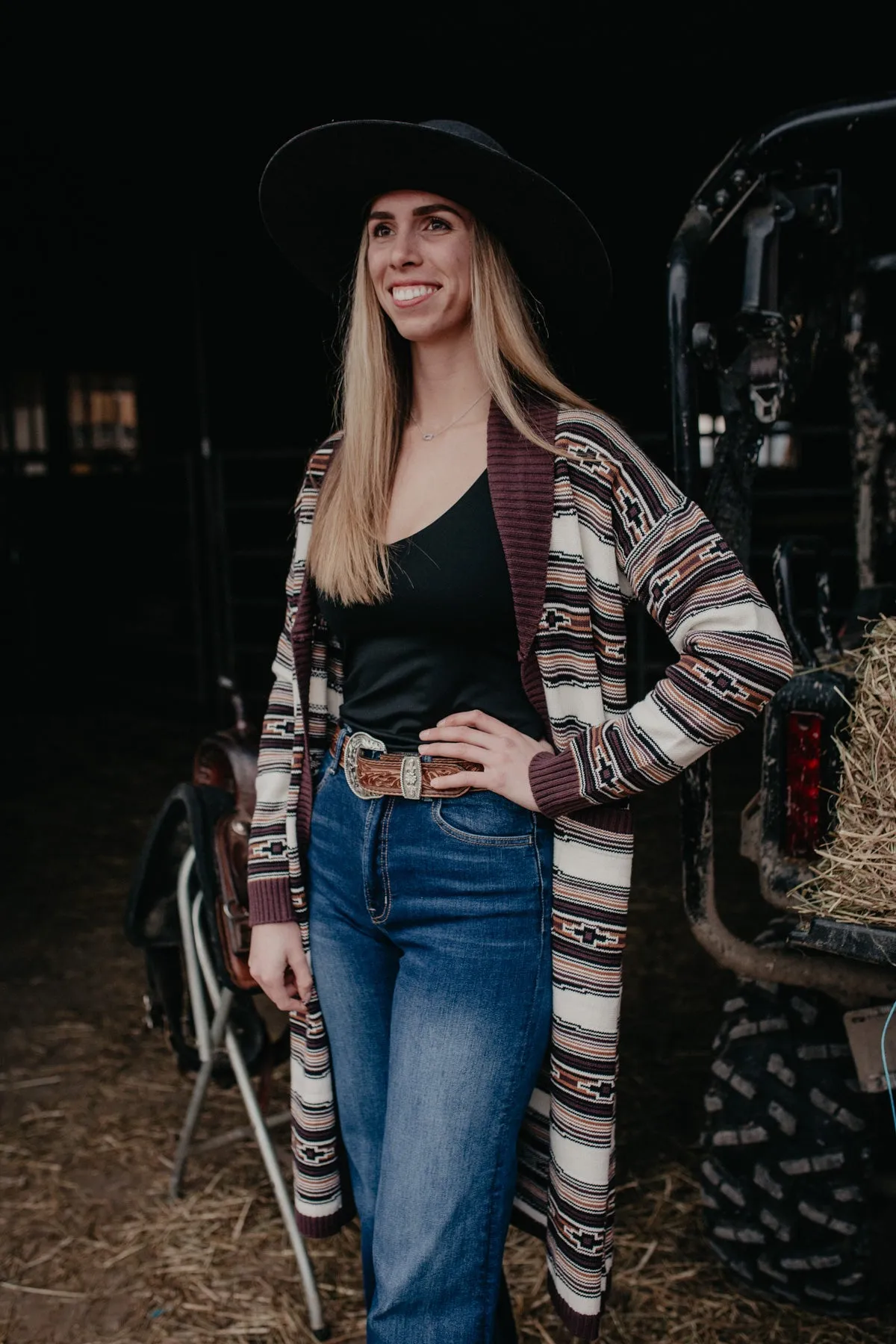'Brea' Southwestern Striped Wrangler Cardigan Duster (M, XL, XXL Only)