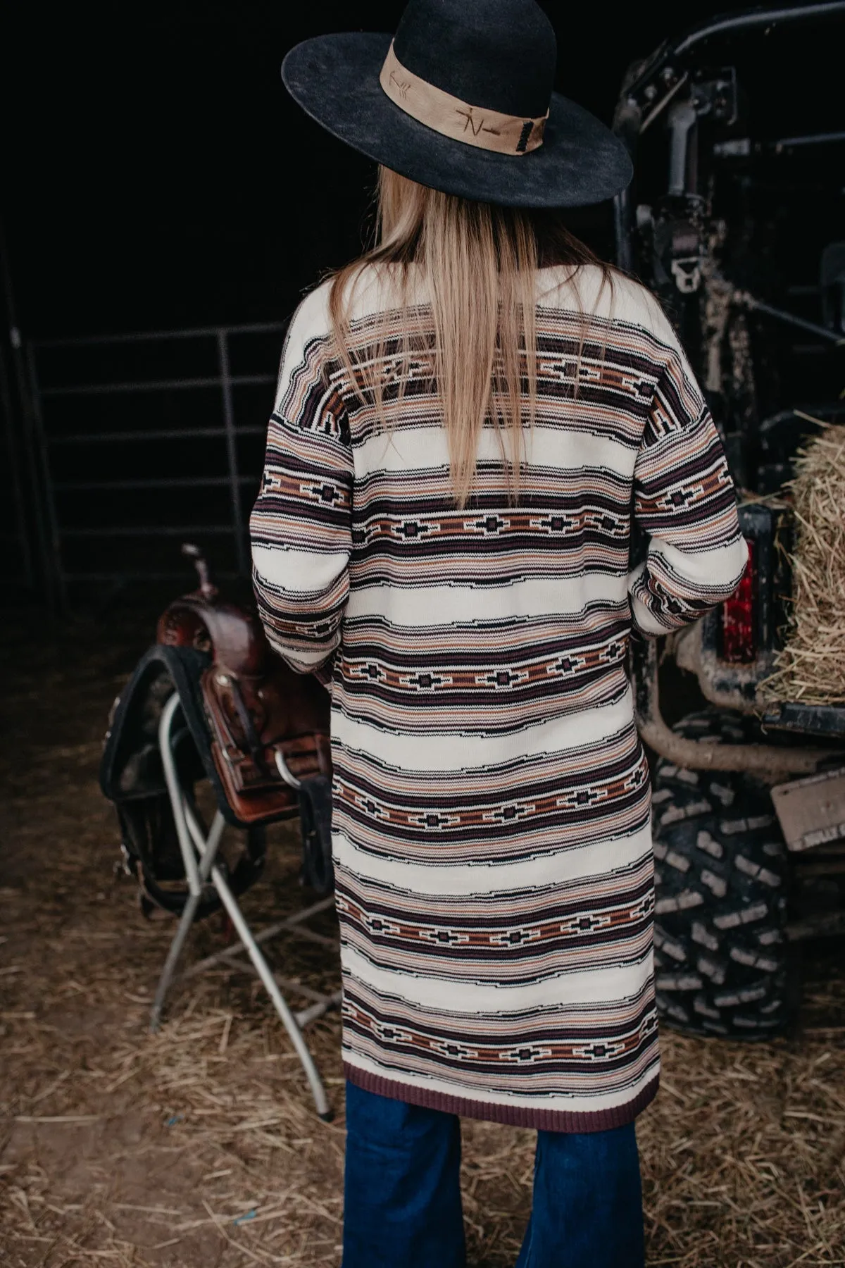 'Brea' Southwestern Striped Wrangler Cardigan Duster (M, XL, XXL Only)