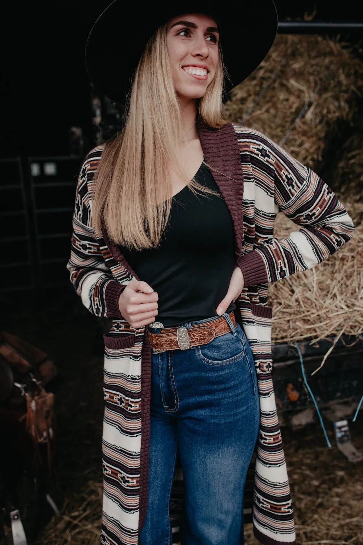 'Brea' Southwestern Striped Wrangler Cardigan Duster (M, XL, XXL Only)