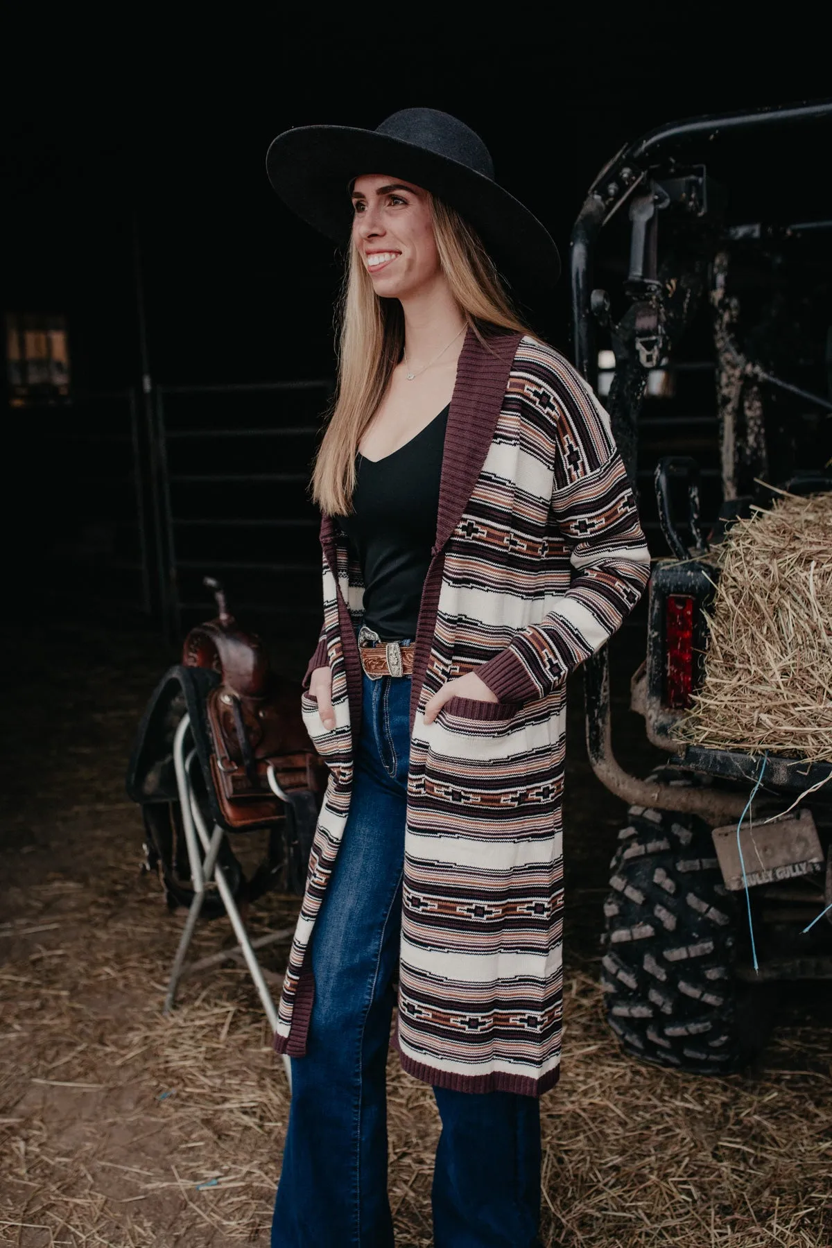 'Brea' Southwestern Striped Wrangler Cardigan Duster (M, XL, XXL Only)
