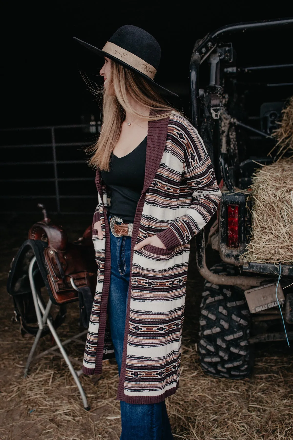'Brea' Southwestern Striped Wrangler Cardigan Duster (M, XL, XXL Only)
