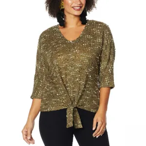 Brittany Humble Women's Plus Size Tie Front Snit Top