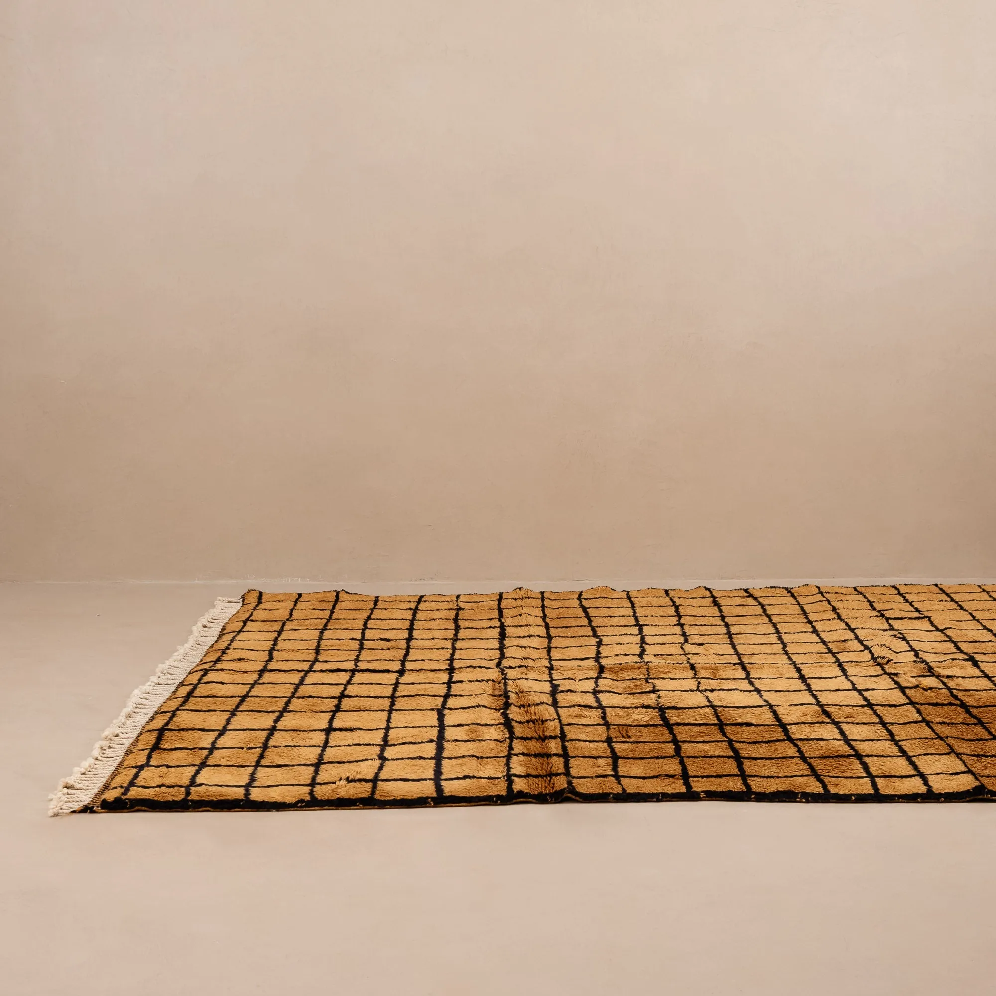 Bronze Grid - Luxury Shag Moroccan Rug