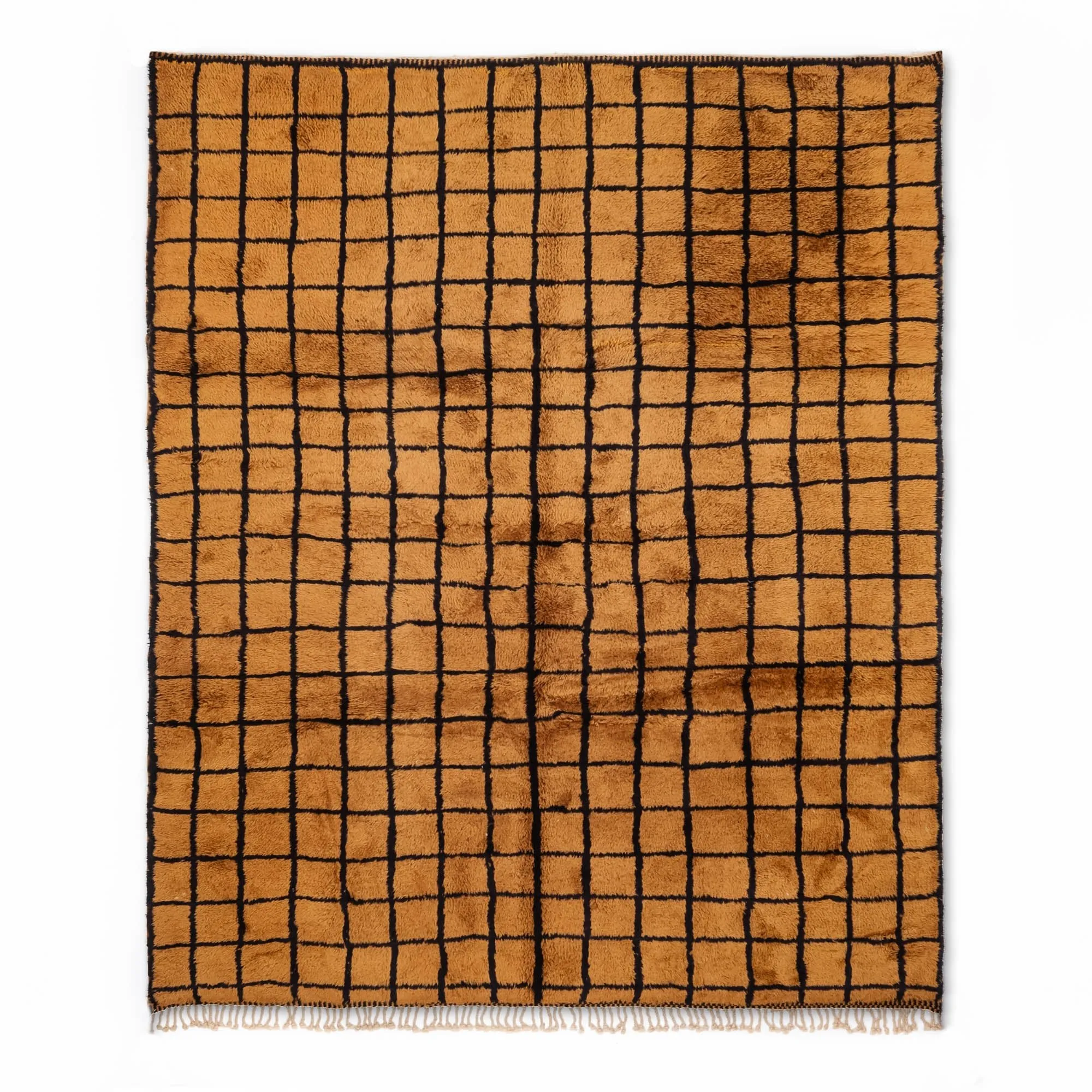 Bronze Grid - Luxury Shag Moroccan Rug