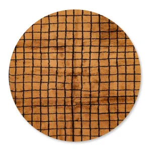 Bronze Grid Round - Luxury Shag Moroccan Rug