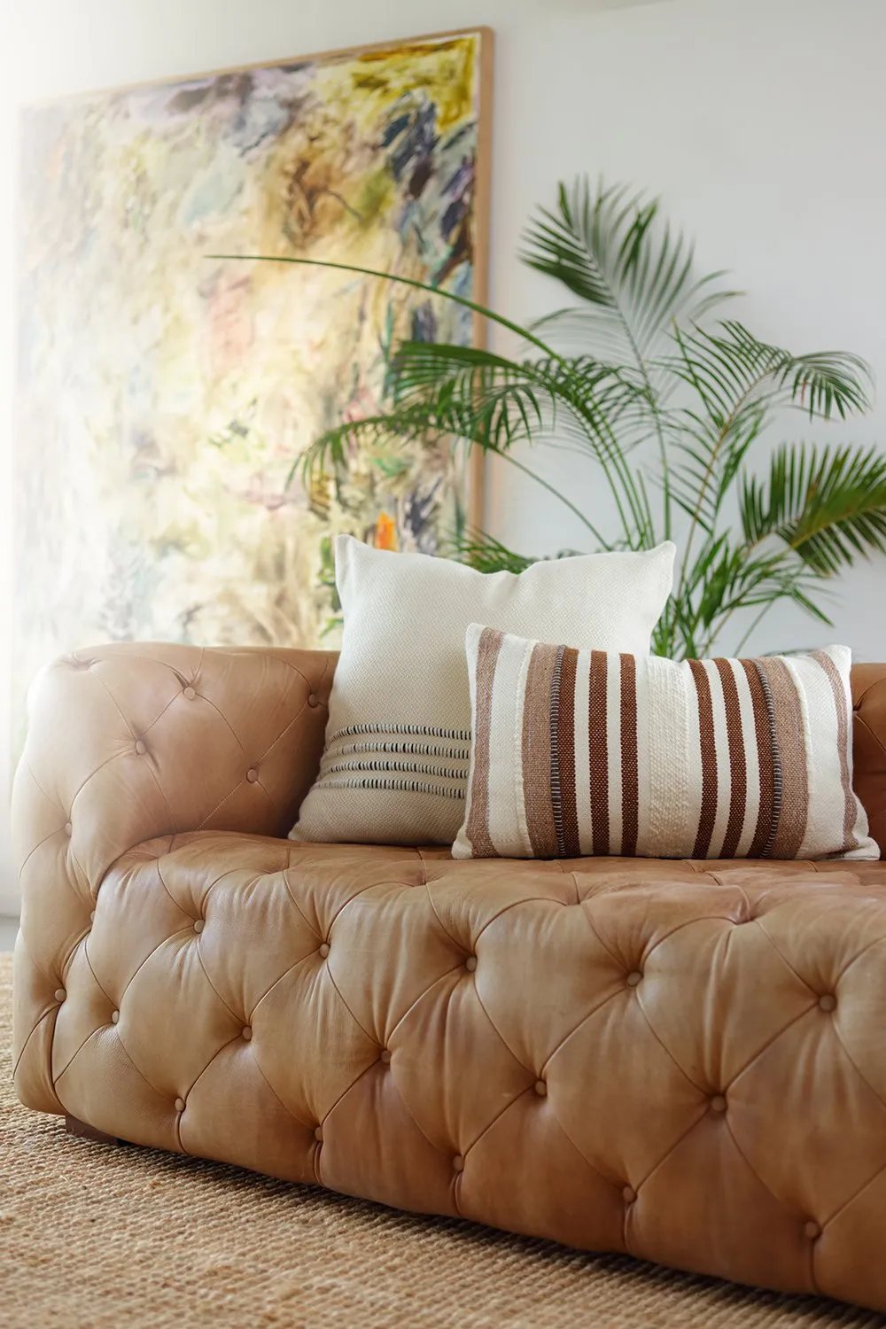 Brownie Llama Stripes Square Pillow