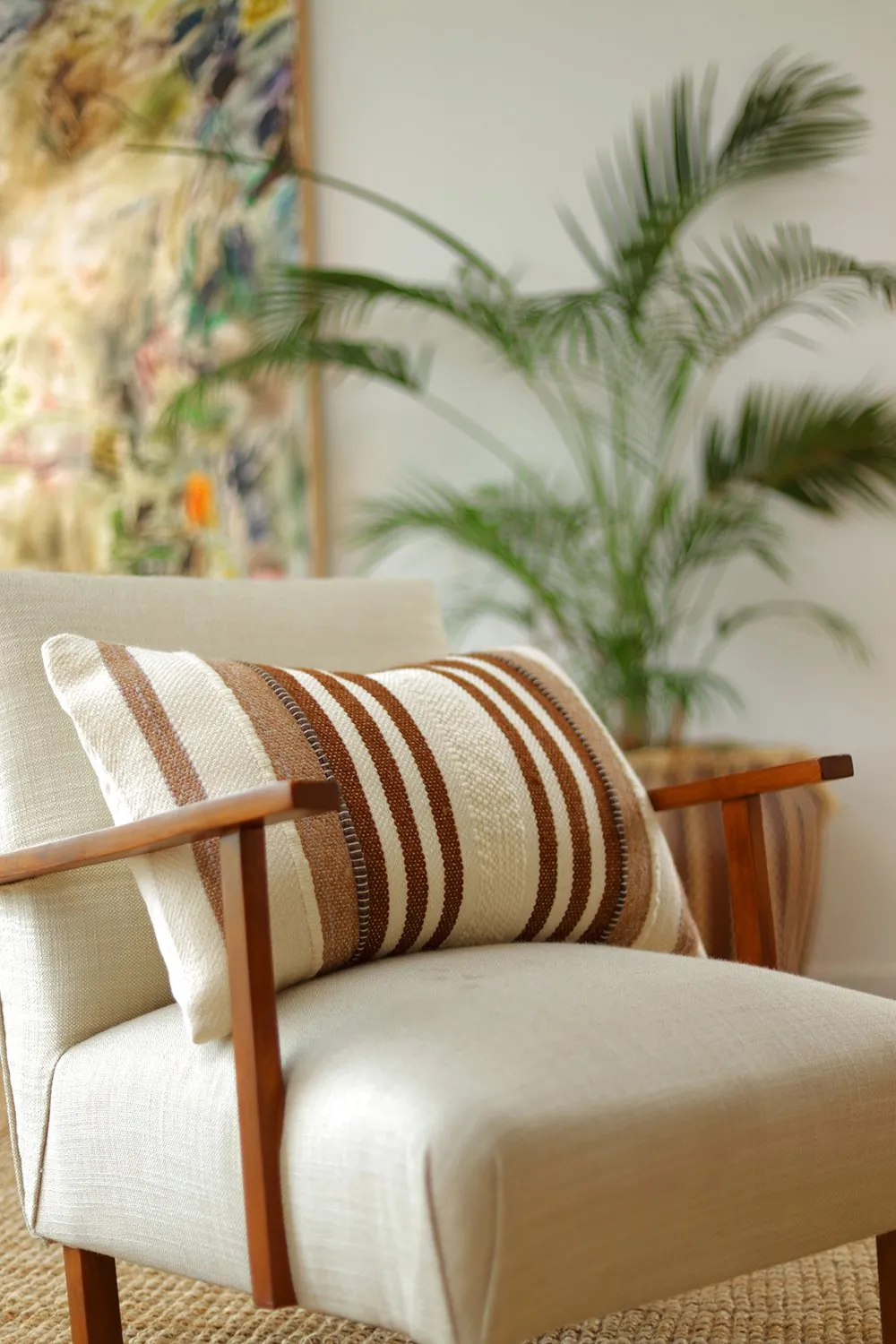 Brownie Llama Stripes Square Pillow
