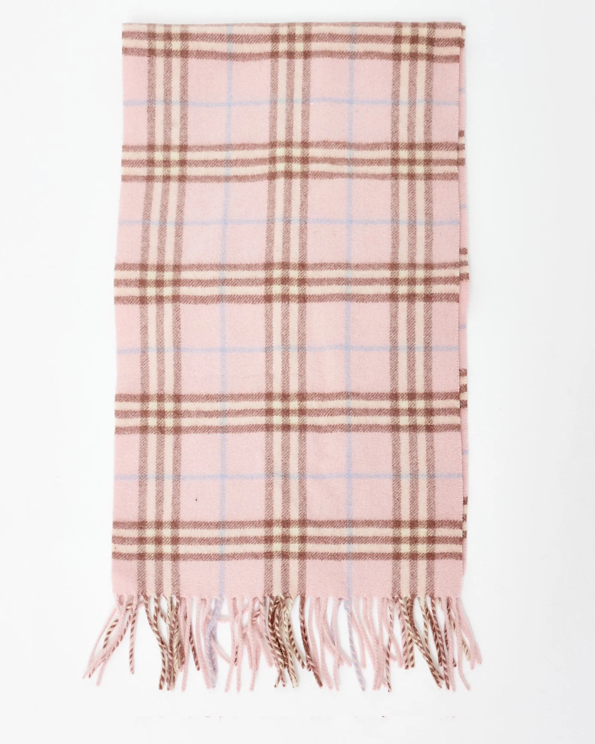 Burberry Pink Plaid Wool Scarf