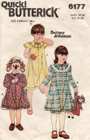 Butterick 6177 BETSEY JOHNSON Toddler Girls Ruffled Dress 1980s Vintage Sewing Pattern Size 4