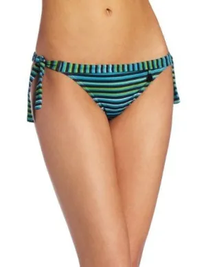 Calvin Klein Womens Green CK One Tubular Stripe Tie Side Classic Bikini Bottoms Size XL