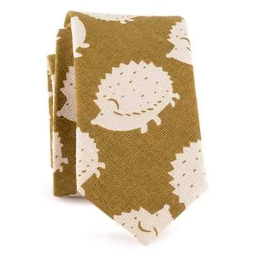 Cartoon Hedgehog Printed Tie - Orange hedgehog