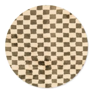 Checkered Garden Round - Luxury Shag Moroccan Rug