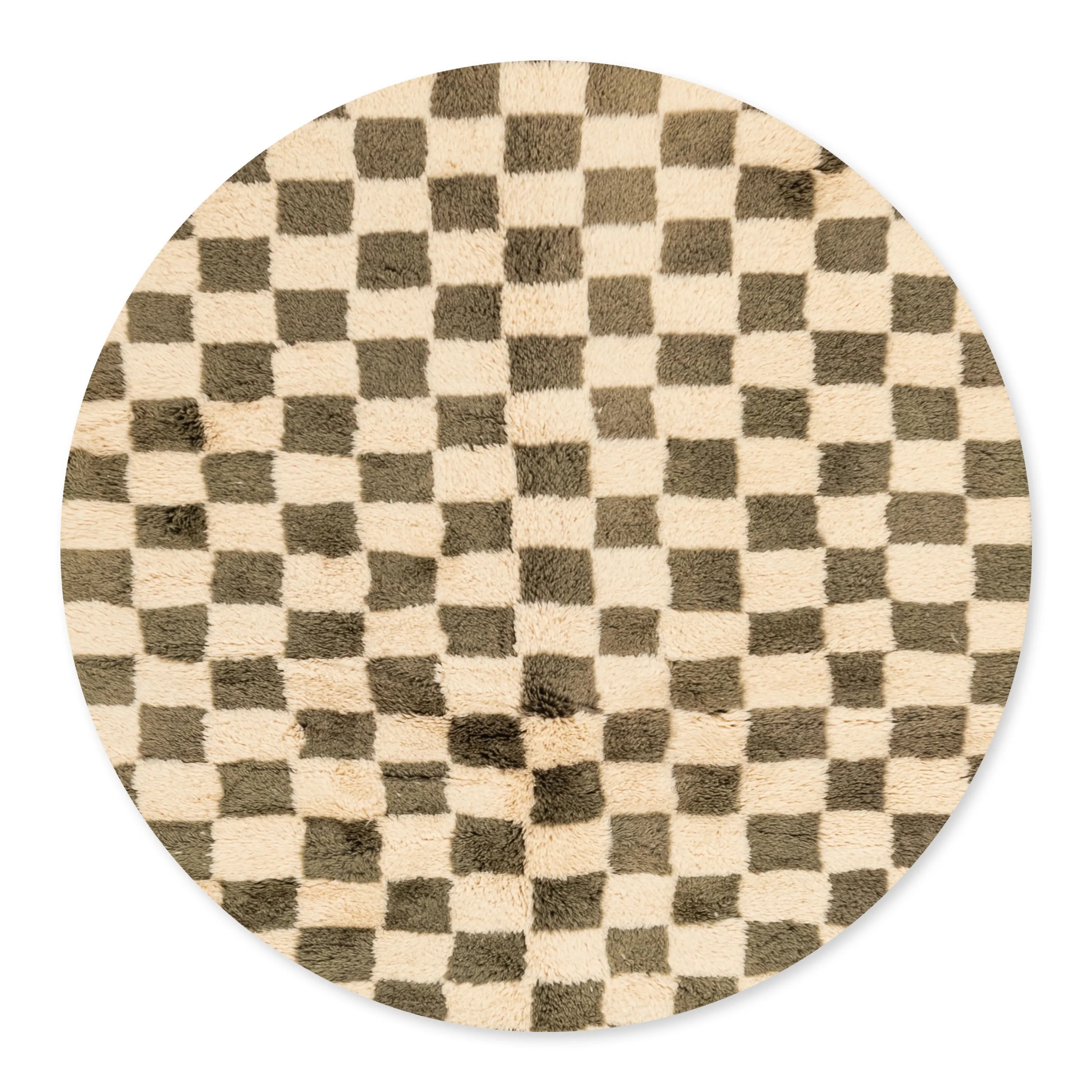 Checkered Garden Round - Luxury Shag Moroccan Rug