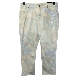Chico’s Jeans Blue/White Patterned So Slimming Girlfriend Crop in Sz 2.5/14  NWT