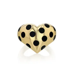 Chubby Heart Black Dots Ring
