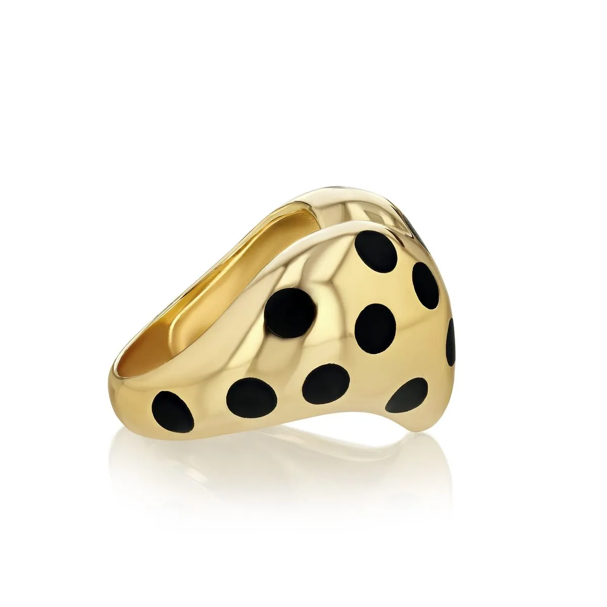 Chubby Heart Black Dots Ring
