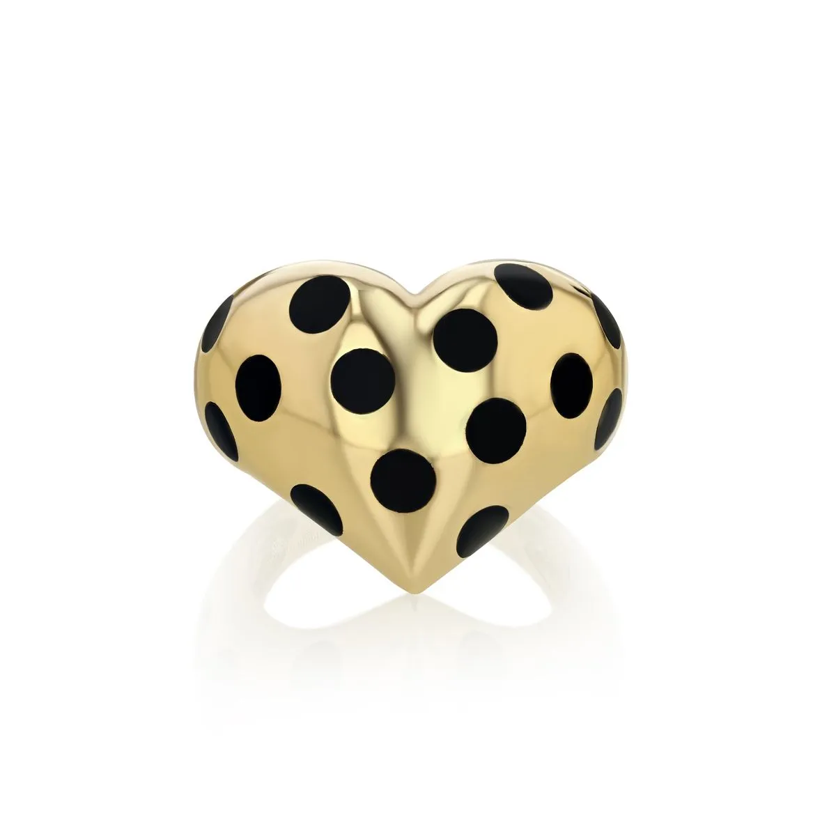 Chubby Heart Black Dots Ring