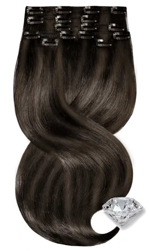 CLIP-IN EXTENSIONS  Jet Black & Light Natural Brown Pure Diamond Line