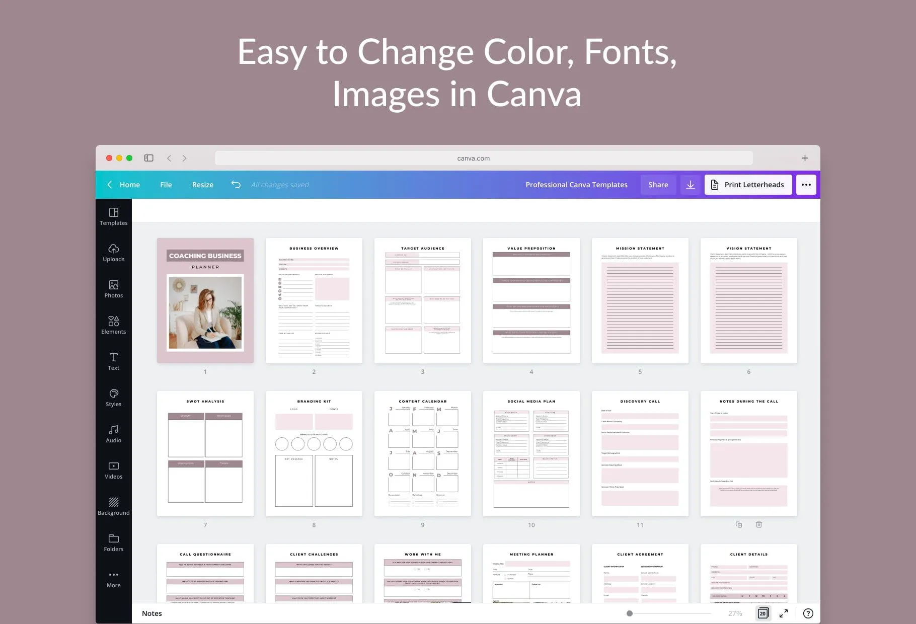 Coaching Business Planner Canva Template