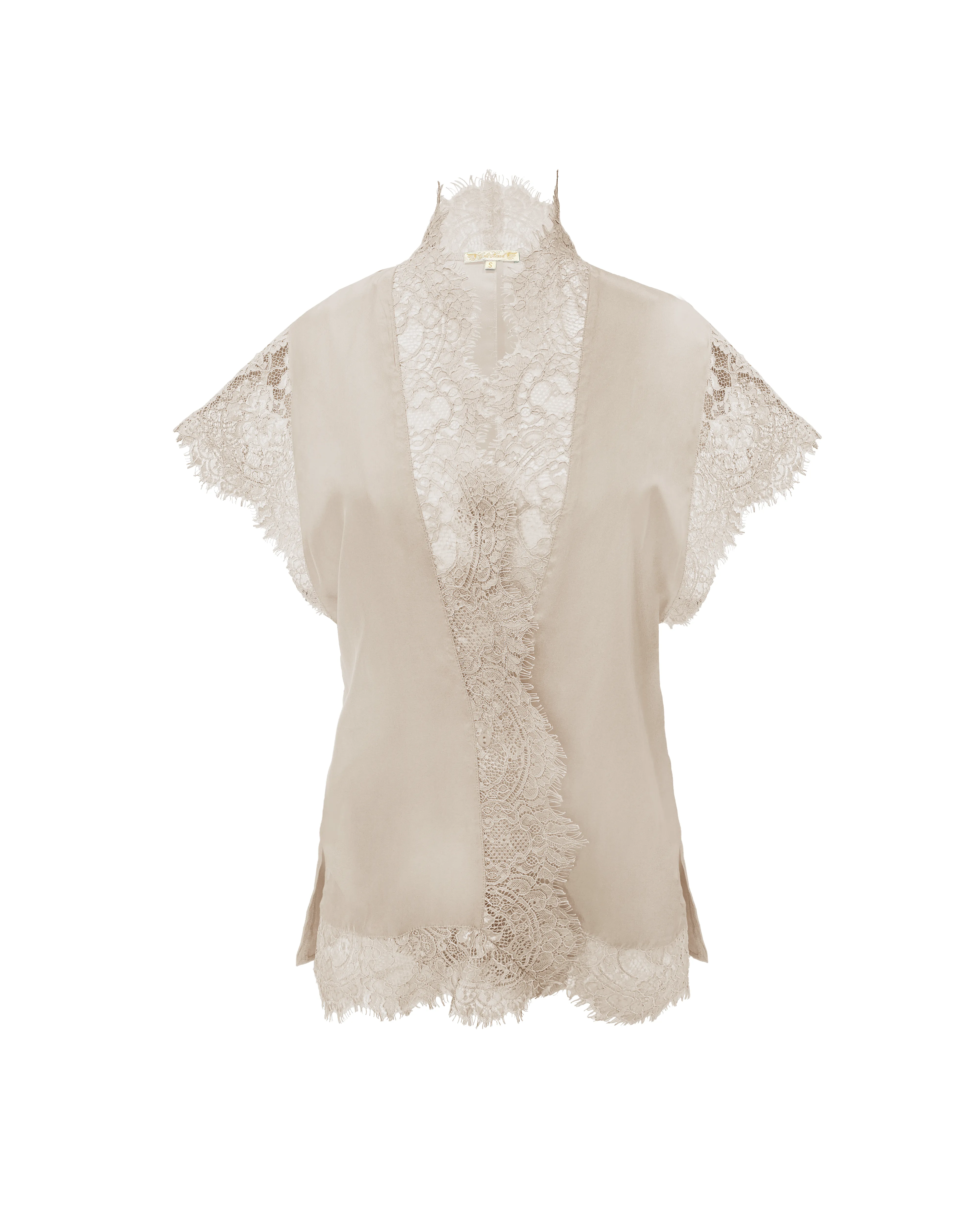 Coco Lace Panel Robe Pearl