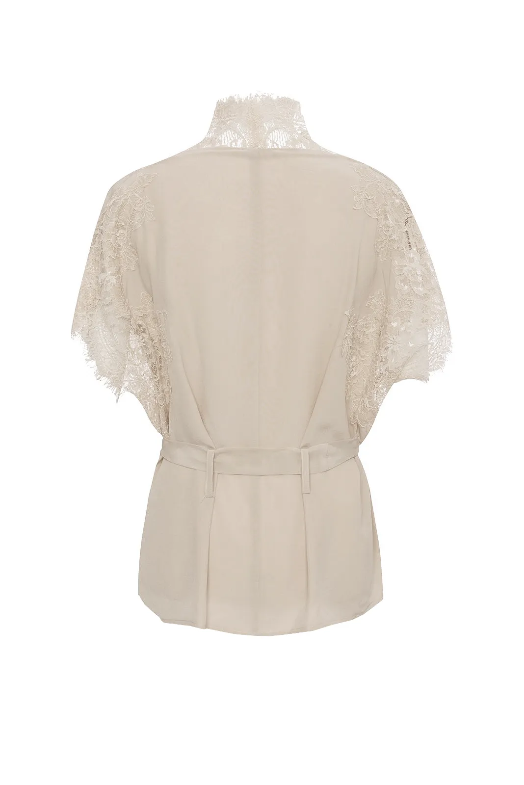 Coco Lace Panel Robe Pearl
