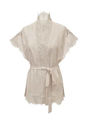 Coco Lace Panel Robe Pearl
