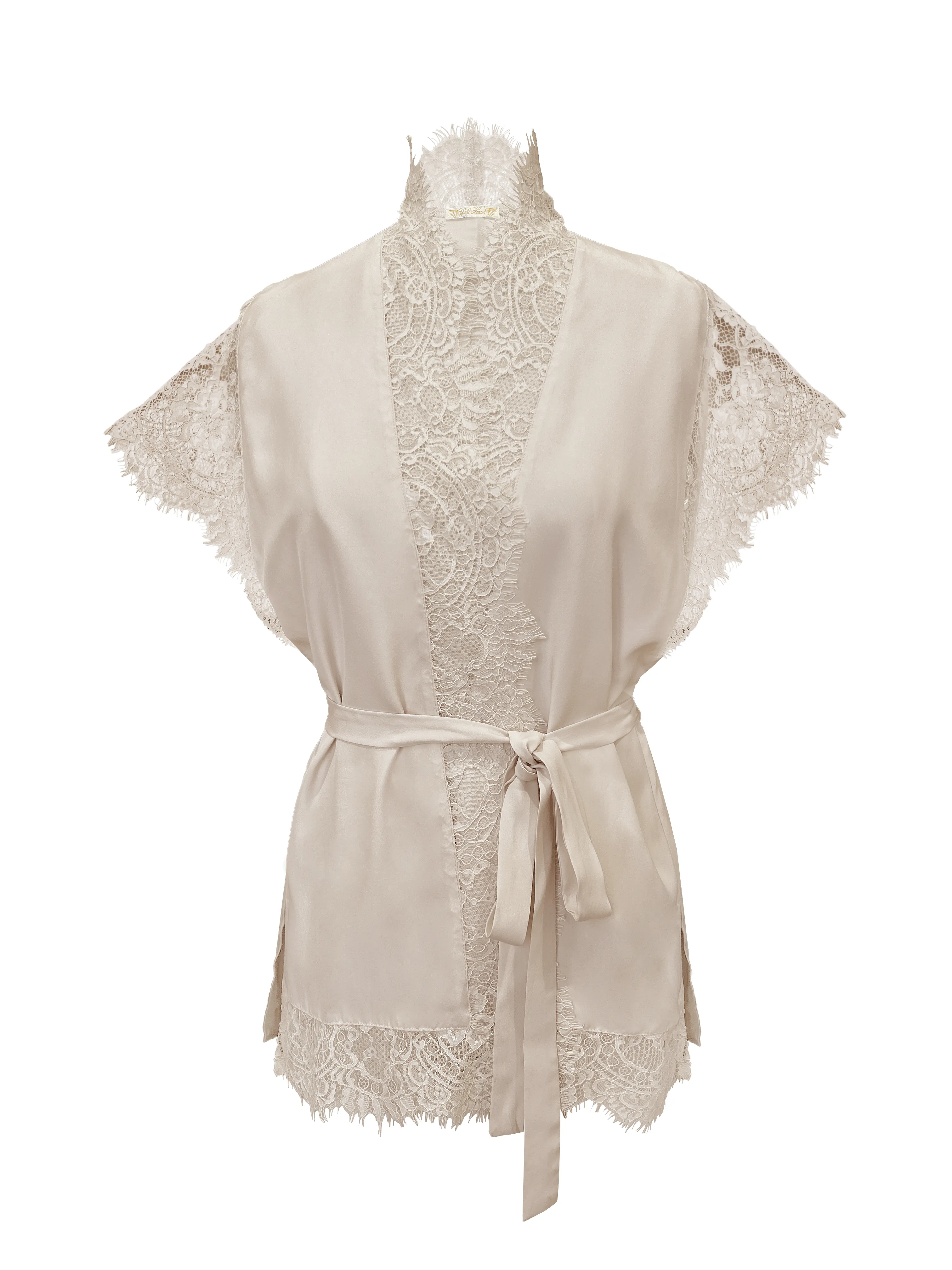 Coco Lace Panel Robe Pearl