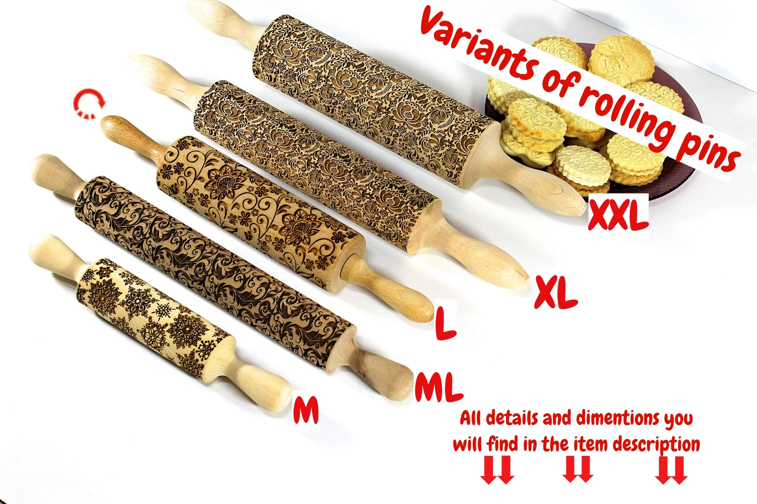 Coffee Tea Time Embossing Pattern rolling pin, Clay Stamp, Gift
