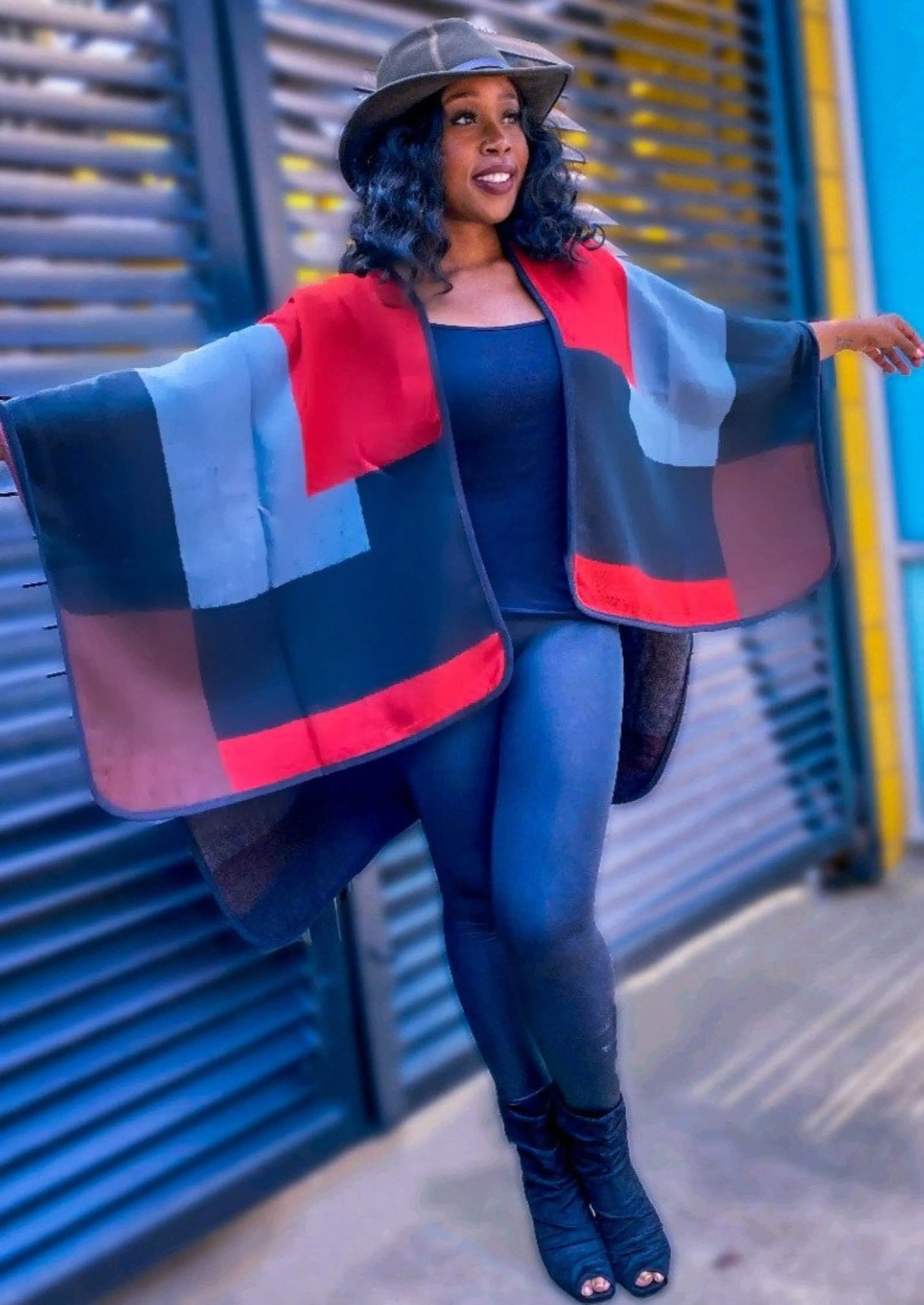 Color Block Open Shawl