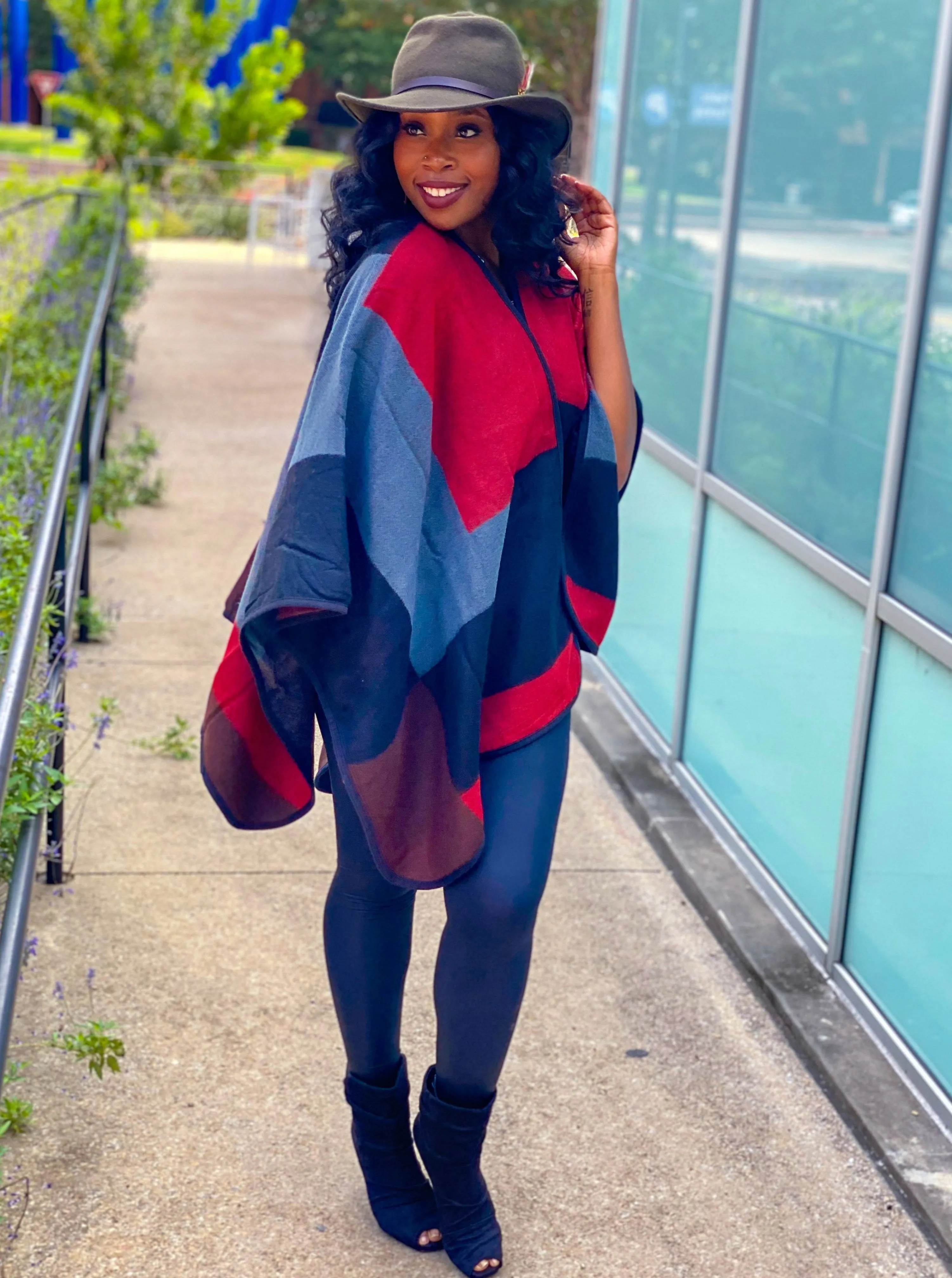 Color Block Open Shawl