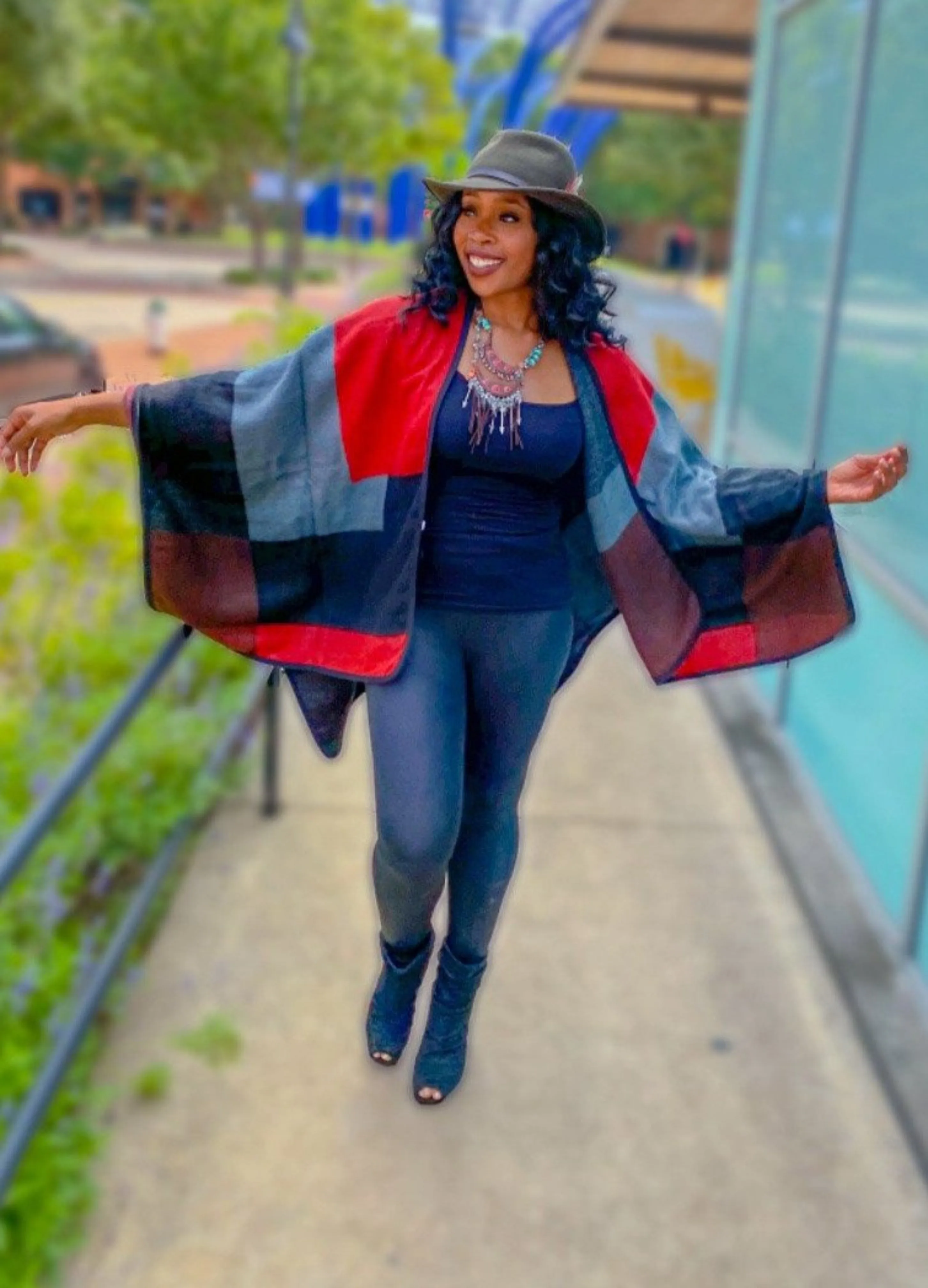 Color Block Open Shawl
