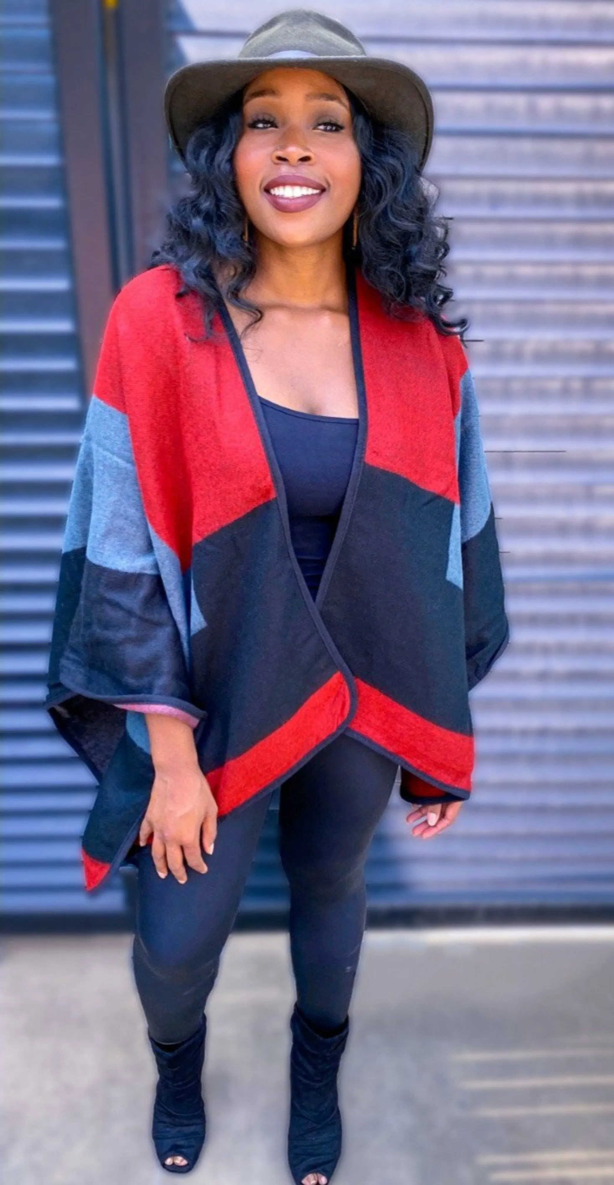 Color Block Open Shawl
