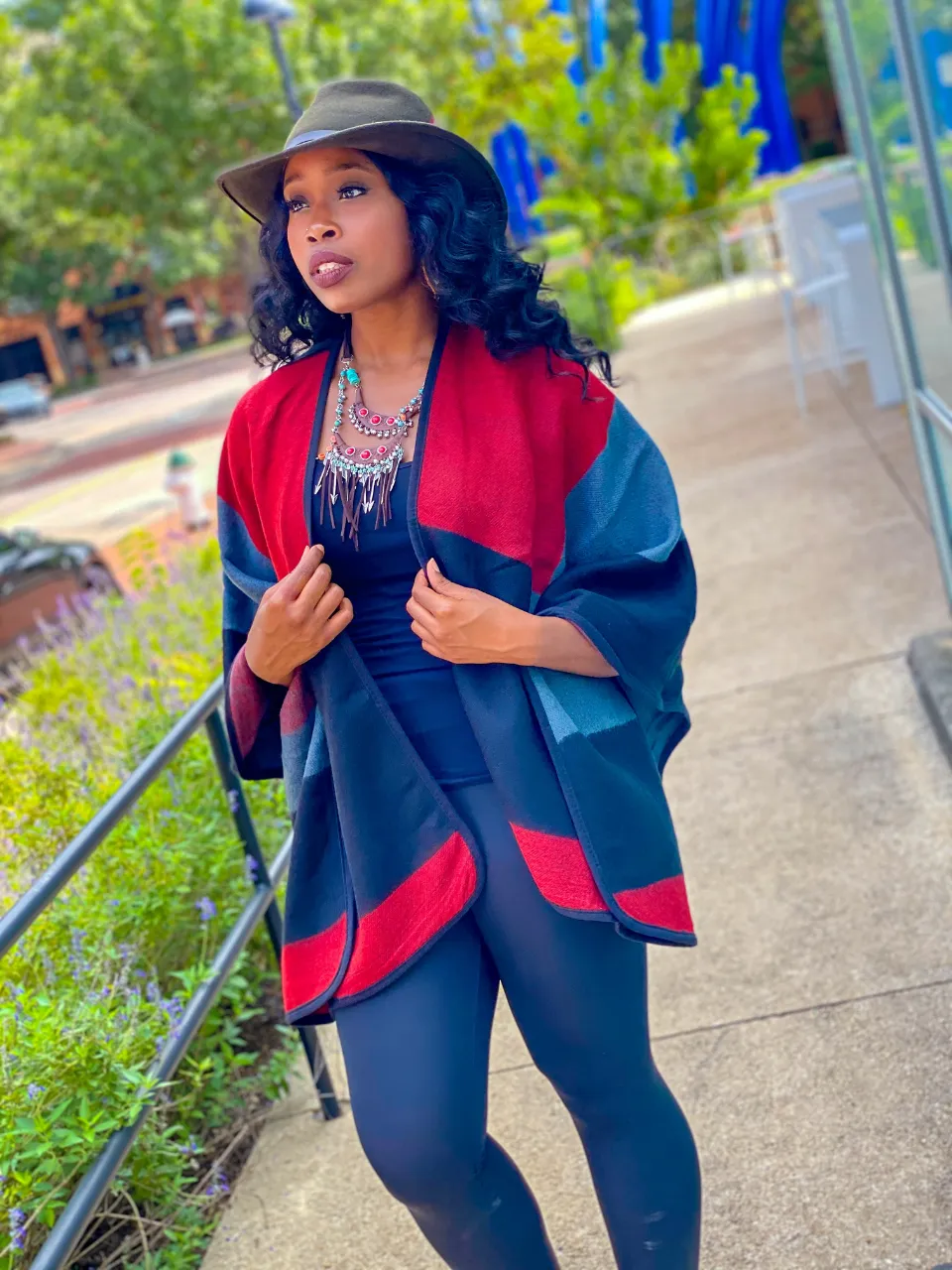 Color Block Open Shawl