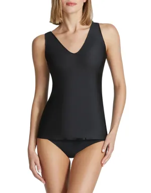 Commando Faux Silk V-neck Tank in Black