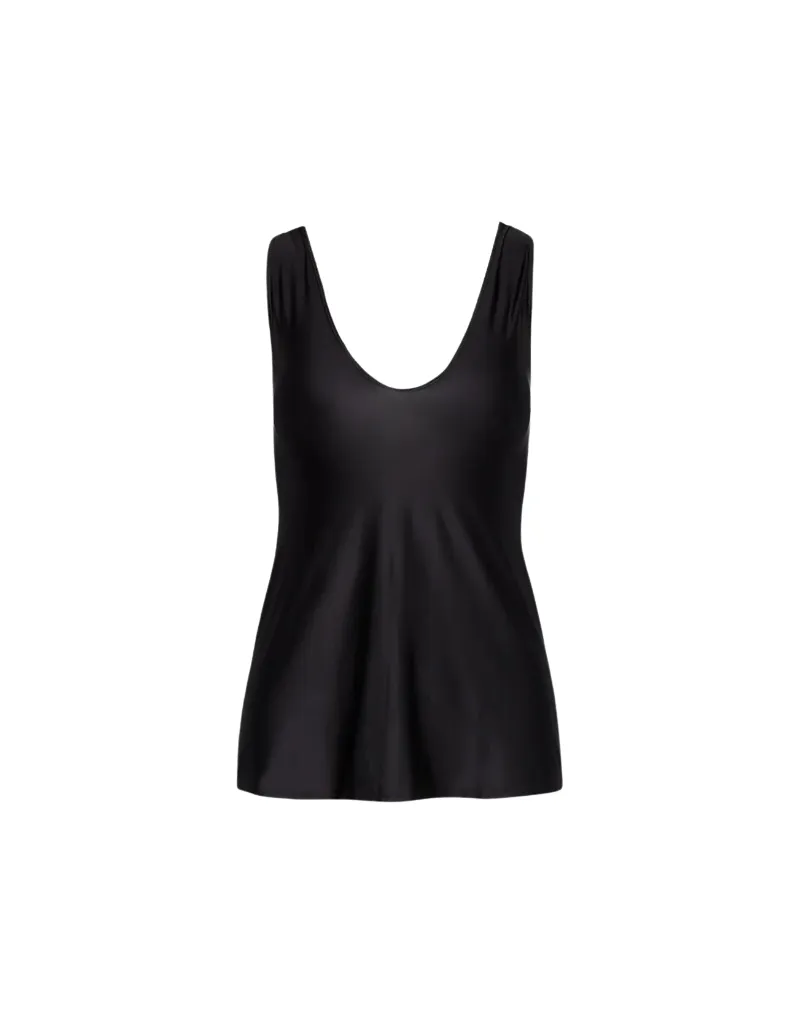 Commando Faux Silk V-neck Tank in Black