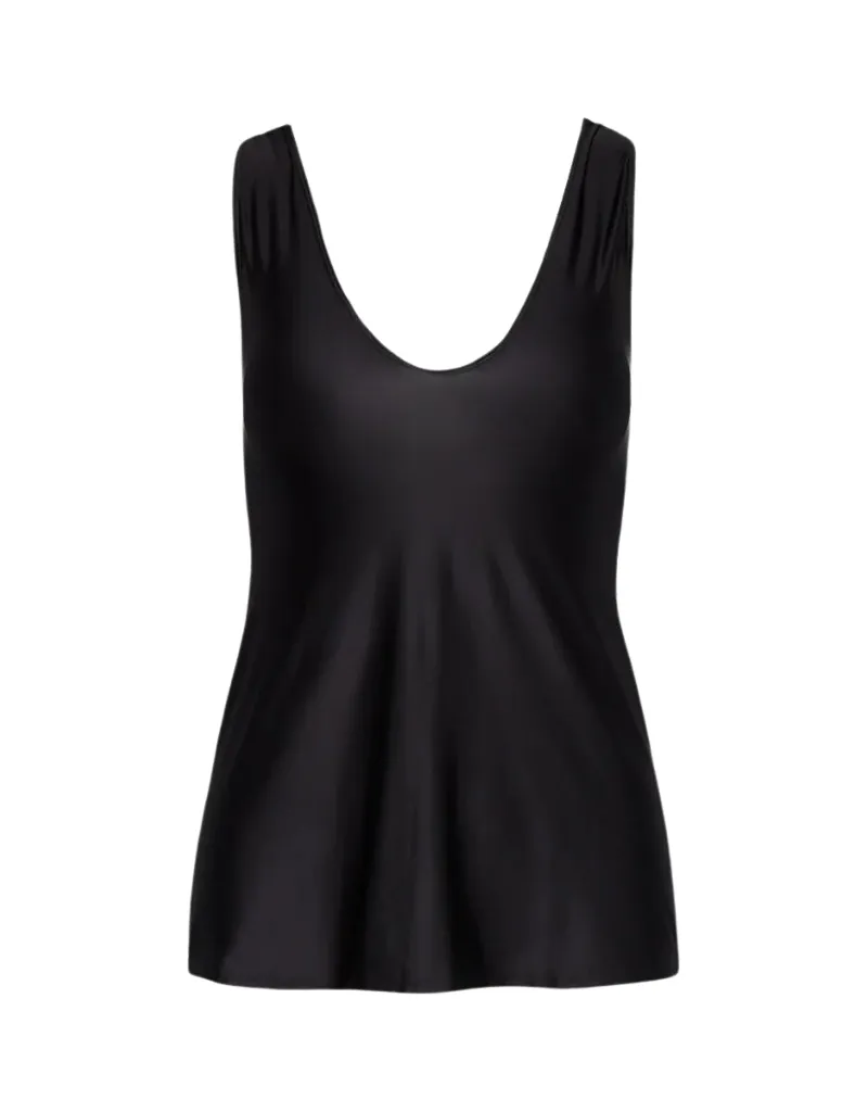 Commando Faux Silk V-neck Tank in Black