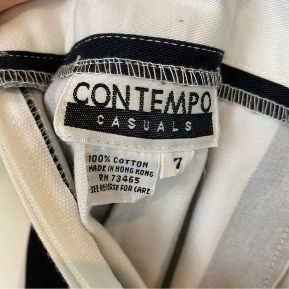 Contempo Casuals Vintage Black &amp; White Vertical Striped Mini Skirt Size 7 Y2K