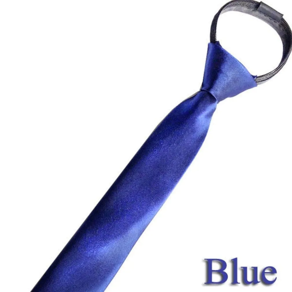 ContiNent 33 Pre-tied Zipper Tie Neck Mens Skinny 5cm Zipper Neckties Red Black Blue Solid Color Slim Narrow Entertainment Party