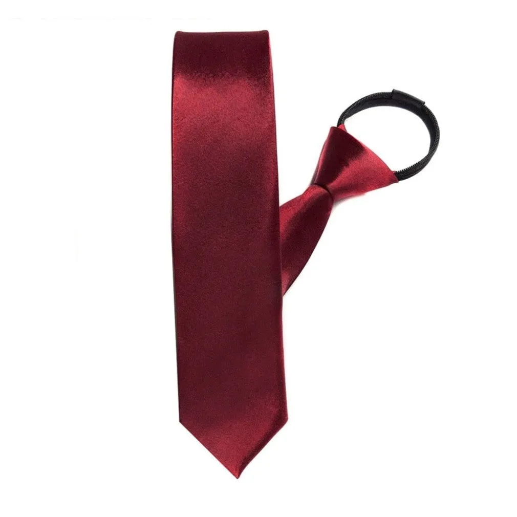 ContiNent 33 Pre-tied Zipper Tie Neck Mens Skinny 5cm Zipper Neckties Red Black Blue Solid Color Slim Narrow Entertainment Party