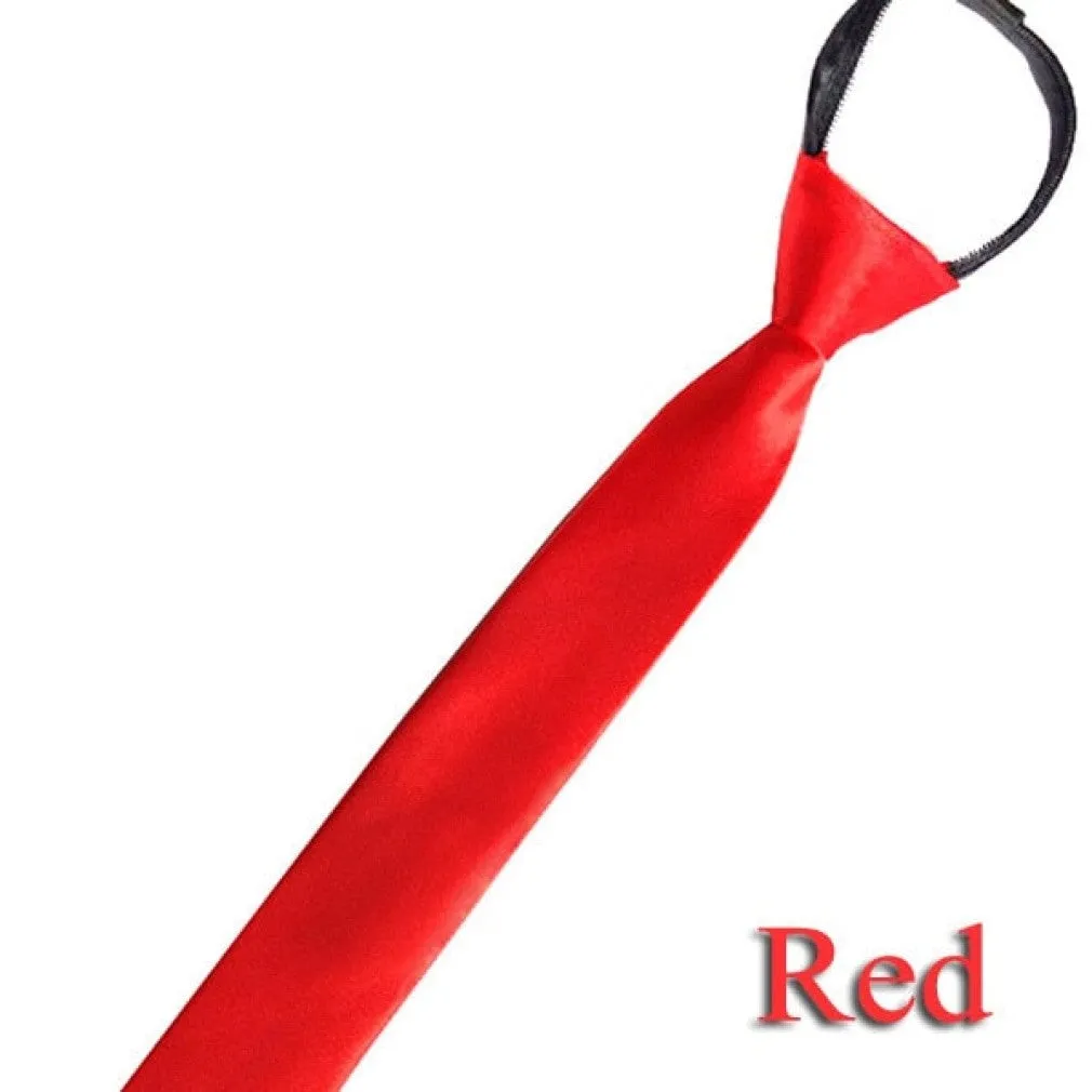 ContiNent 33 Pre-tied Zipper Tie Neck Mens Skinny 5cm Zipper Neckties Red Black Blue Solid Color Slim Narrow Entertainment Party