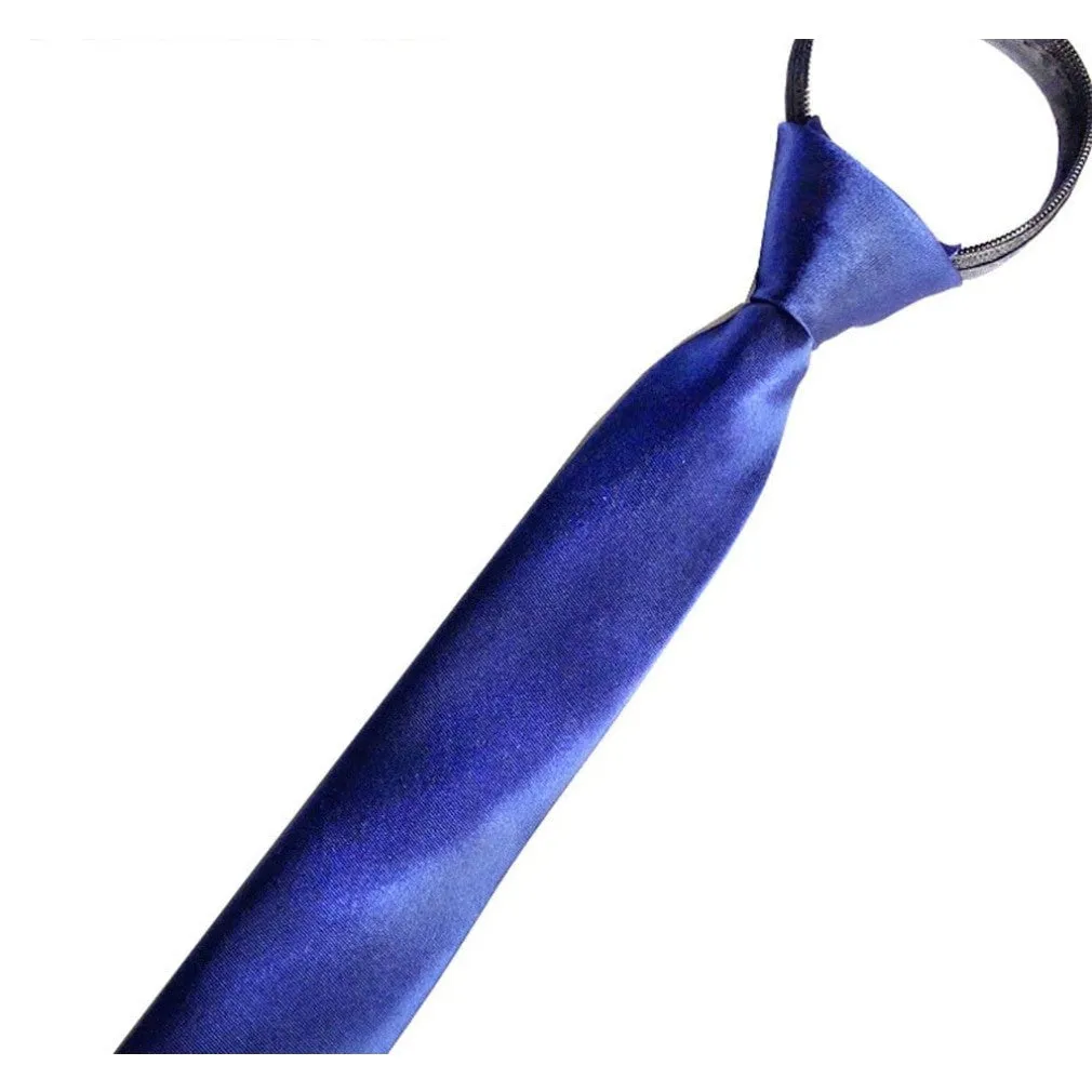 ContiNent 33 Pre-tied Zipper Tie Neck Mens Skinny 5cm Zipper Neckties Red Black Blue Solid Color Slim Narrow Entertainment Party