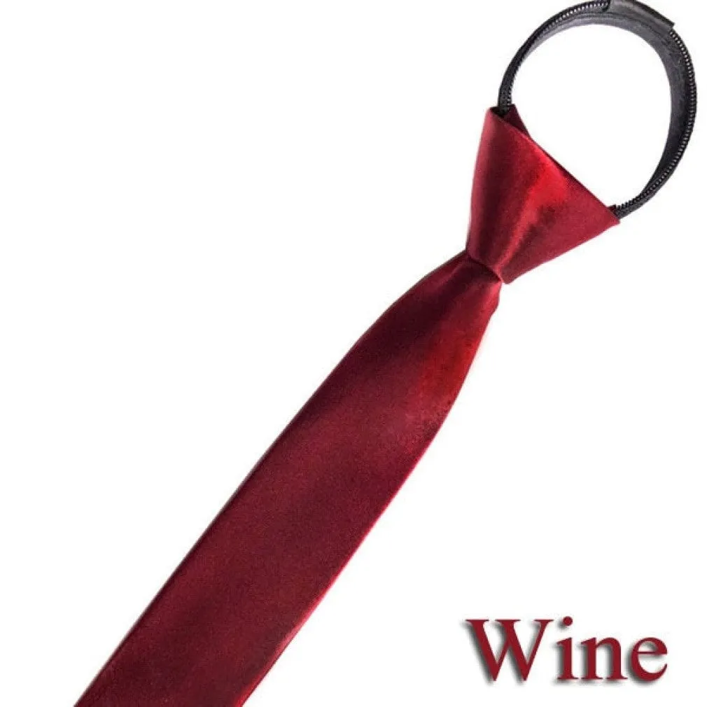 ContiNent 33 Pre-tied Zipper Tie Neck Mens Skinny 5cm Zipper Neckties Red Black Blue Solid Color Slim Narrow Entertainment Party