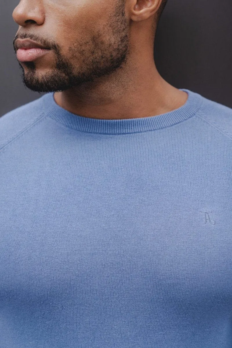 Cotton Crew Neck in Steel Blue